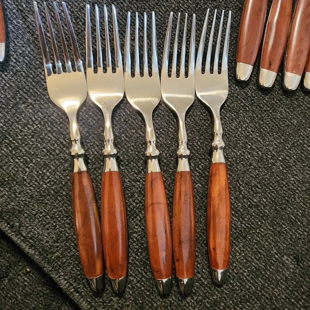 Vintage Hampton Silversmiths Stainless Steel Bistro Brown Flatware 15 Pc Serving